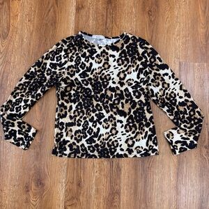 Gaze leopard print women’s longsleeve top blouse large cropped unique style